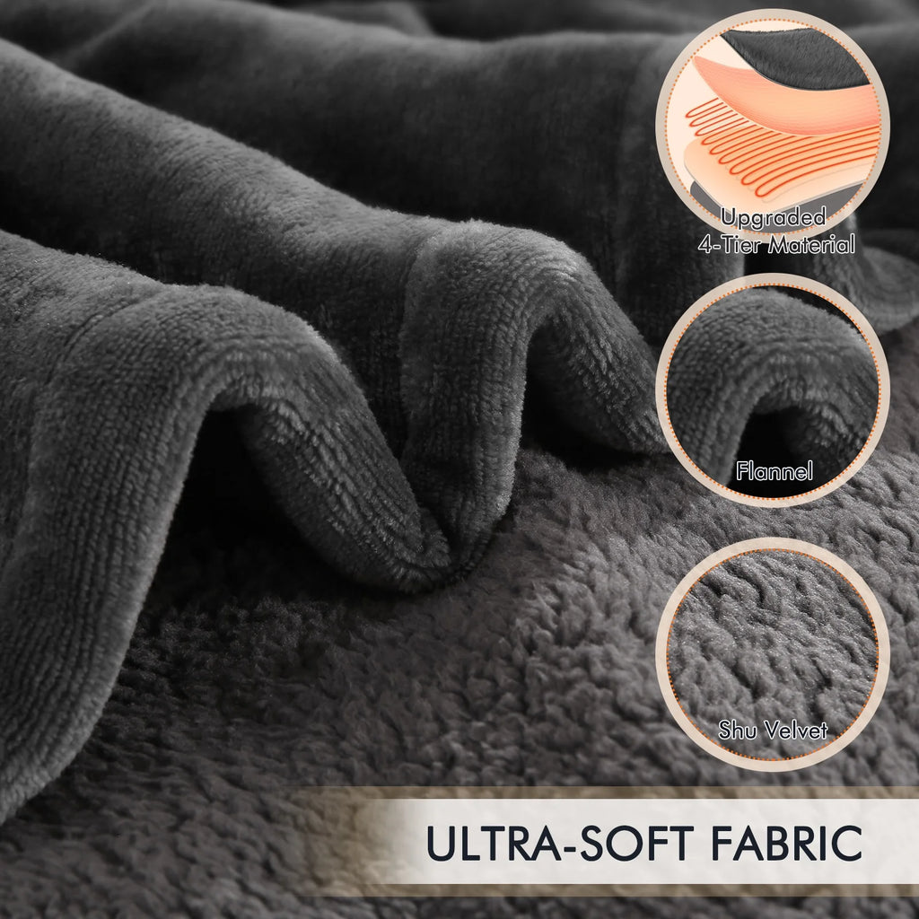 Heated Blanket Queen Size 84''X90'', Fast Heating with Dual Controllers Electric Blanket, 10 Heating Levels, 10H Timer, Preheat Function - Gray