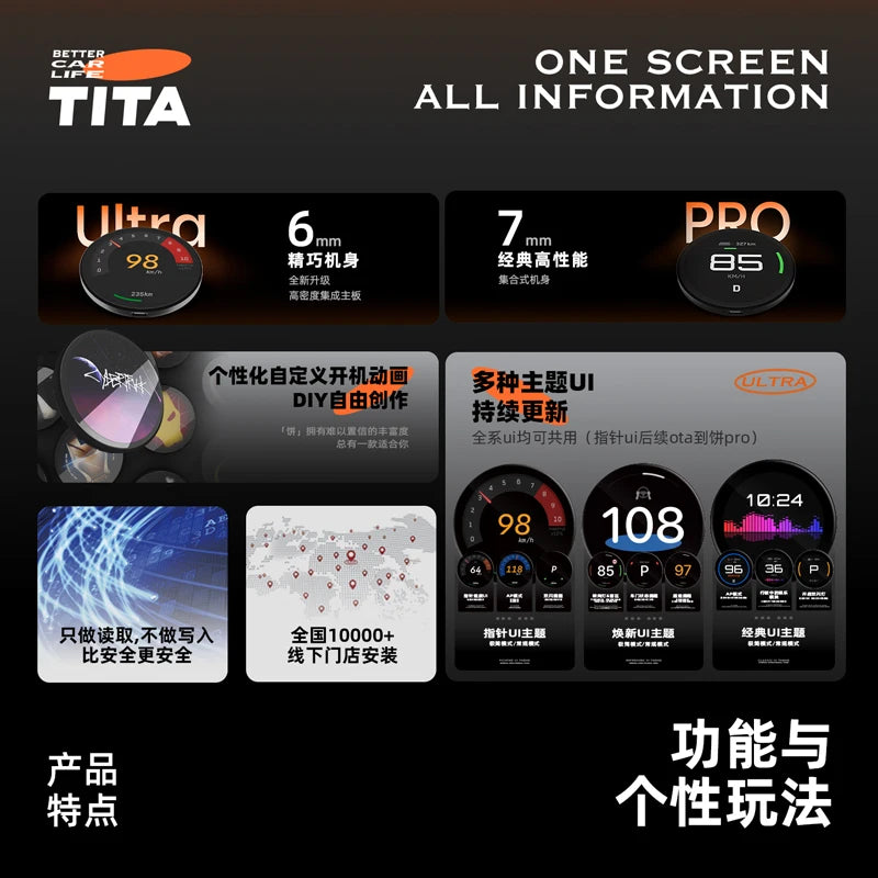 TITA Ultra OLED SCREEN Speedometer With Wireless Charger Dashboard HUD Model Y 2021-2025 Model 3 2021-2025 OLED Upgrade