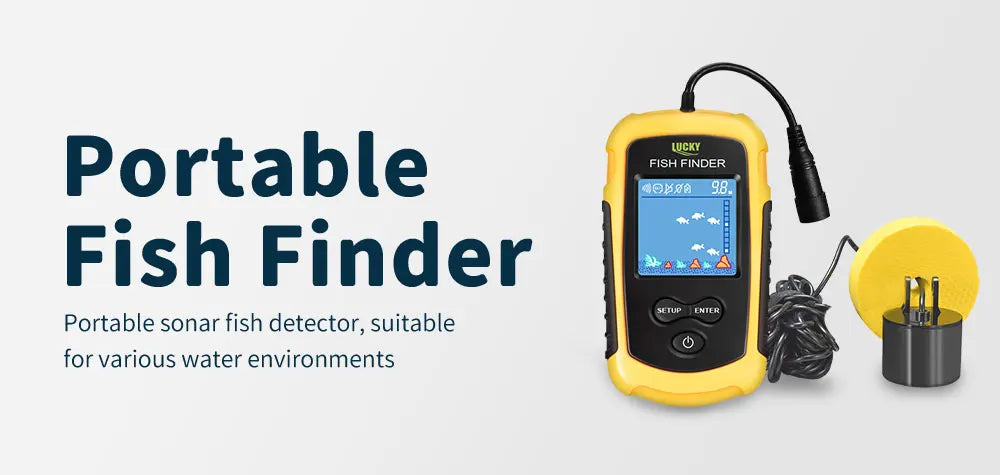 FFC1108-1 Alarm 100M Portable Sonar Fish Finders 45 degrees Sonar Coverage Echo Sounder Alarm Transducer Lake Sea Fishing