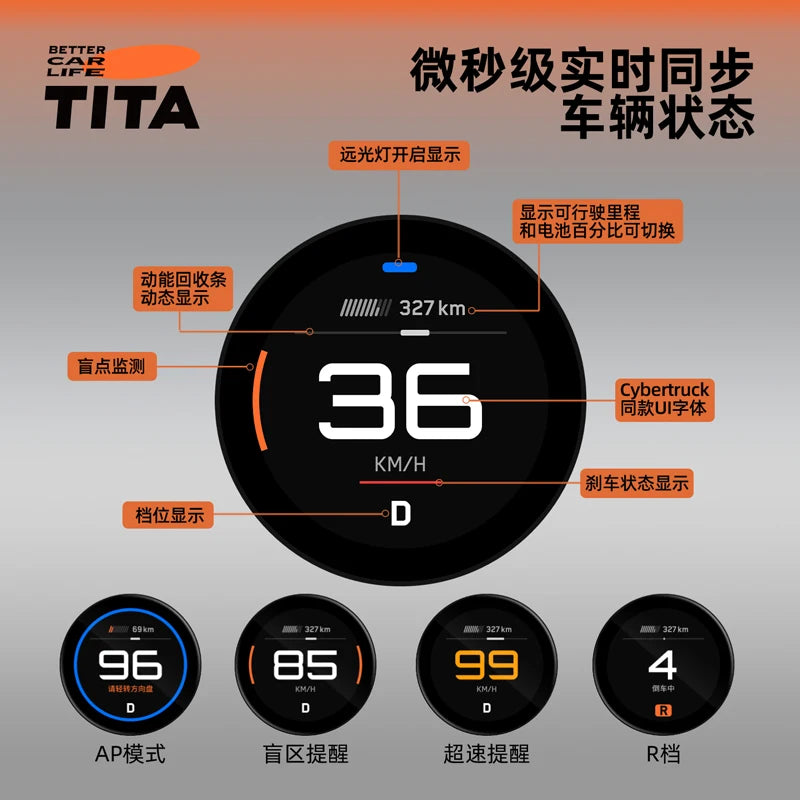 TITA Ultra OLED SCREEN Speedometer With Wireless Charger Dashboard HUD Model Y 2021-2025 Model 3 2021-2025 OLED Upgrade