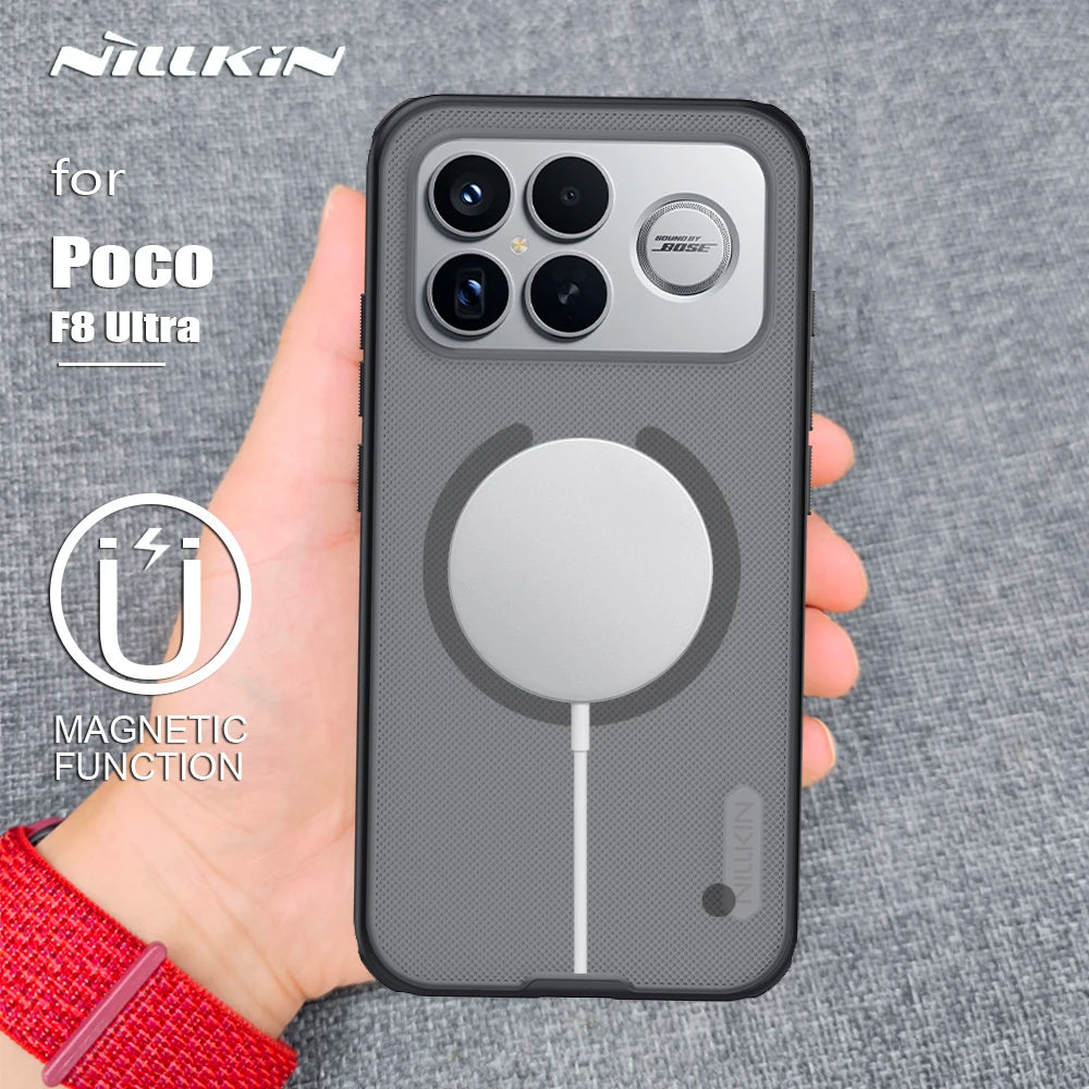 Nillkin For Xiaomi Poco F8 Ultra Case Magnetic Super Frosted Pro Magsafe Matte Full 360 Soft Frame Protection Back Cover