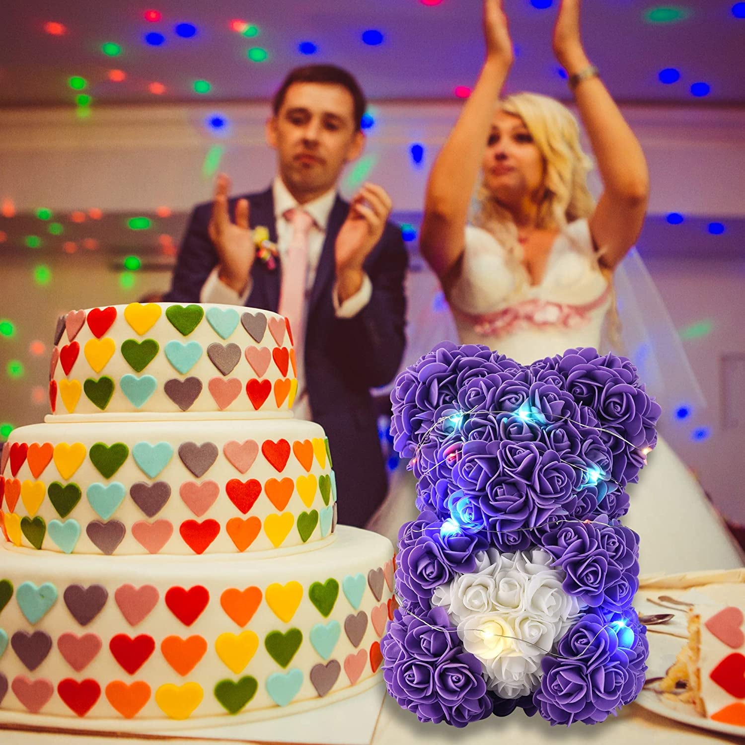 Mothers Day Rose Bear Gifts for Women, Rose Teddy Bear Gifts for Women- over 300 Flowers on Every Rose Flower Bear,Rose Bear Gifts for Mom, Birthday Gifts for Girlfriend Daughter(Purple)