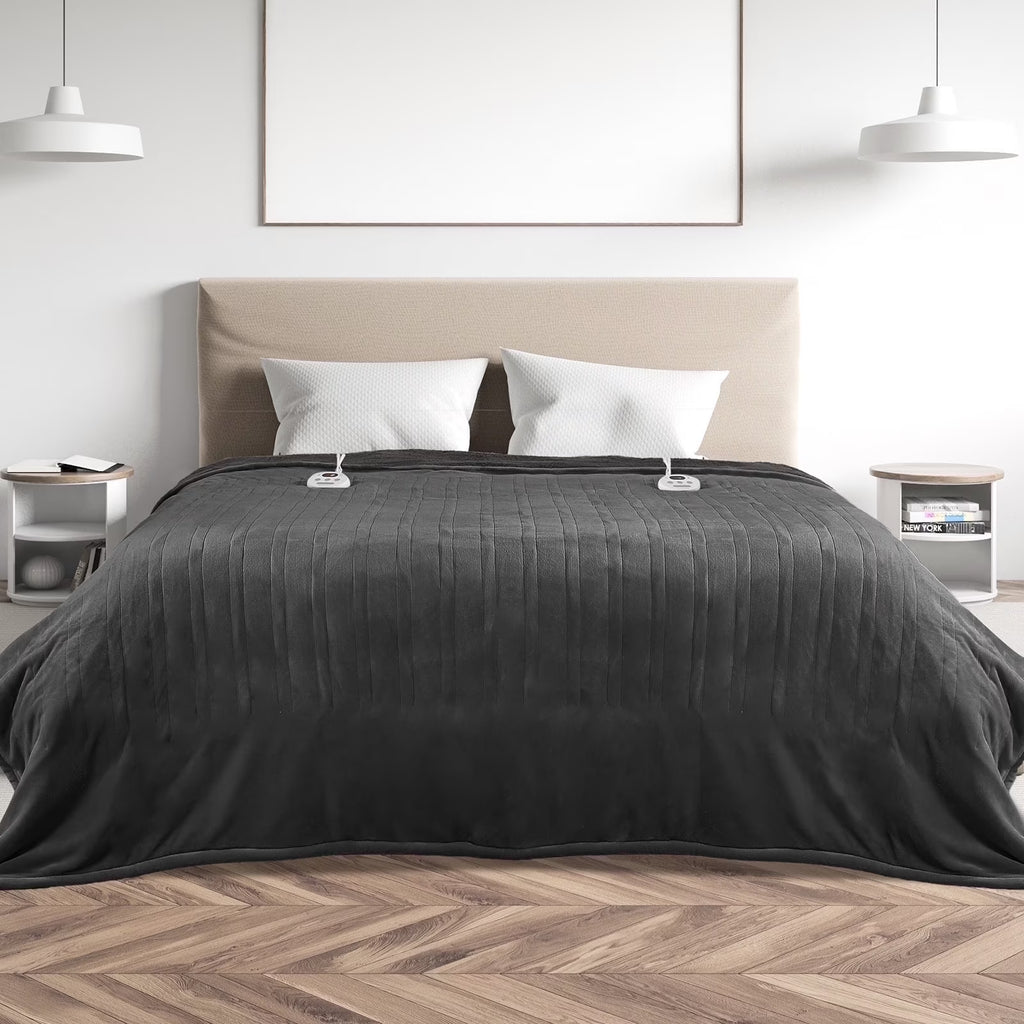 Heated Blanket Queen Size 84''X90'', Fast Heating with Dual Controllers Electric Blanket, 10 Heating Levels, 10H Timer, Preheat Function - Gray